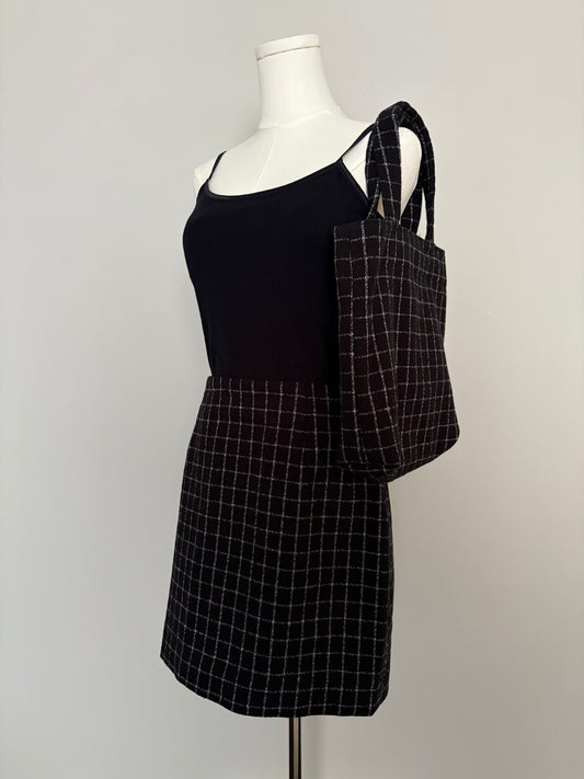 Windowpane Flannel and Duck Canvas Tote Bag