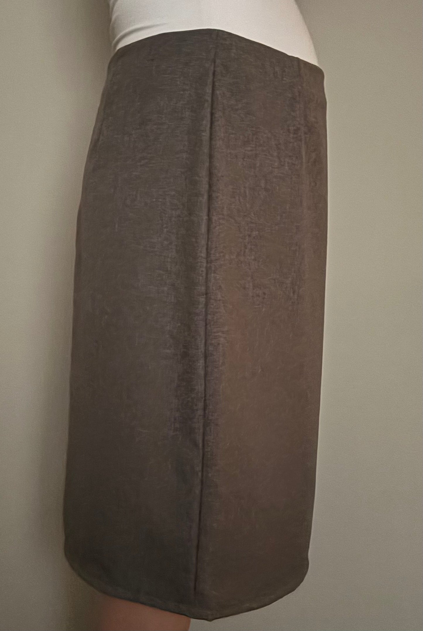 Grey Twill Suiting Knee-Length Pencil Skirt - Extra Large