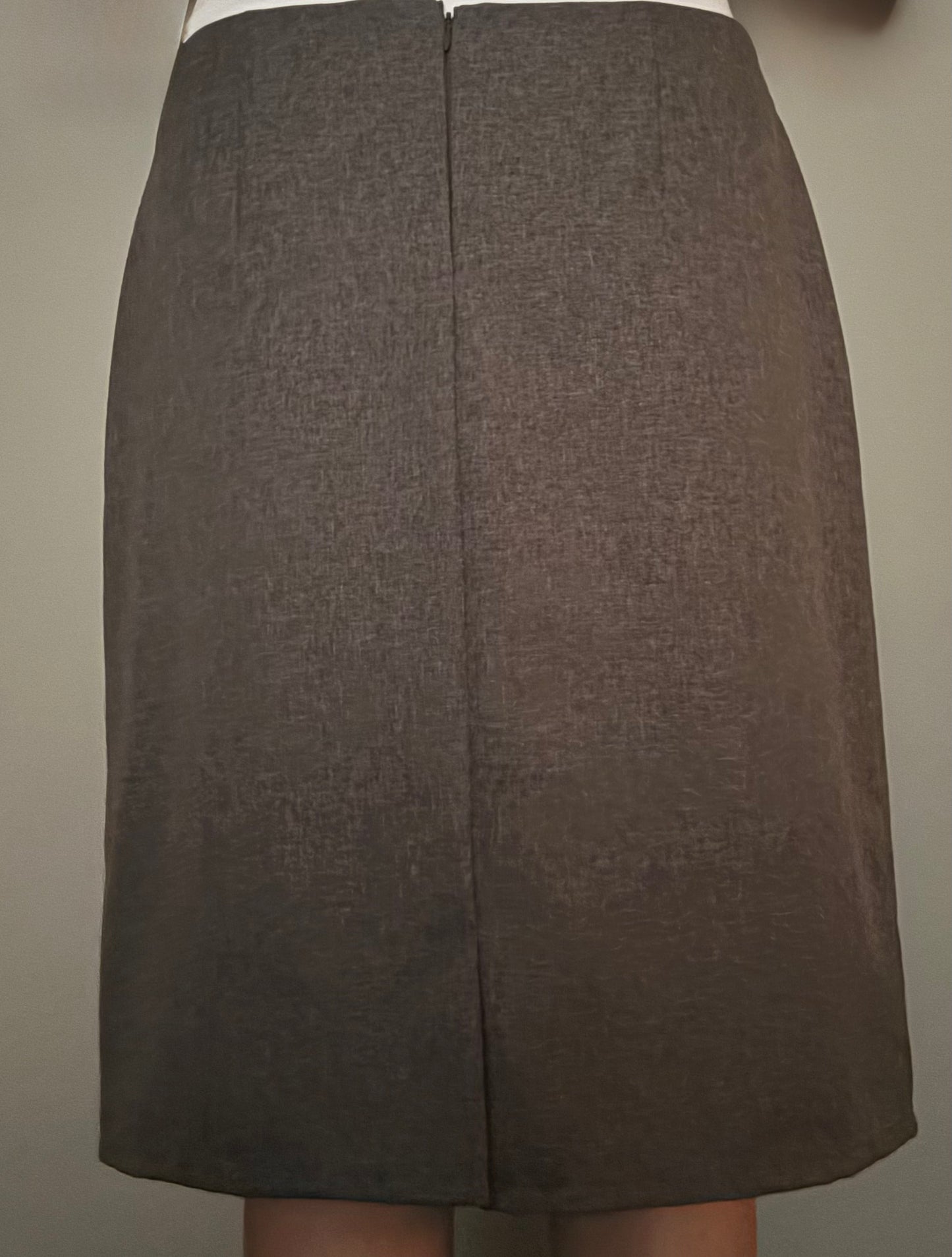 Grey Twill Suiting Knee-Length Pencil Skirt - Extra Large