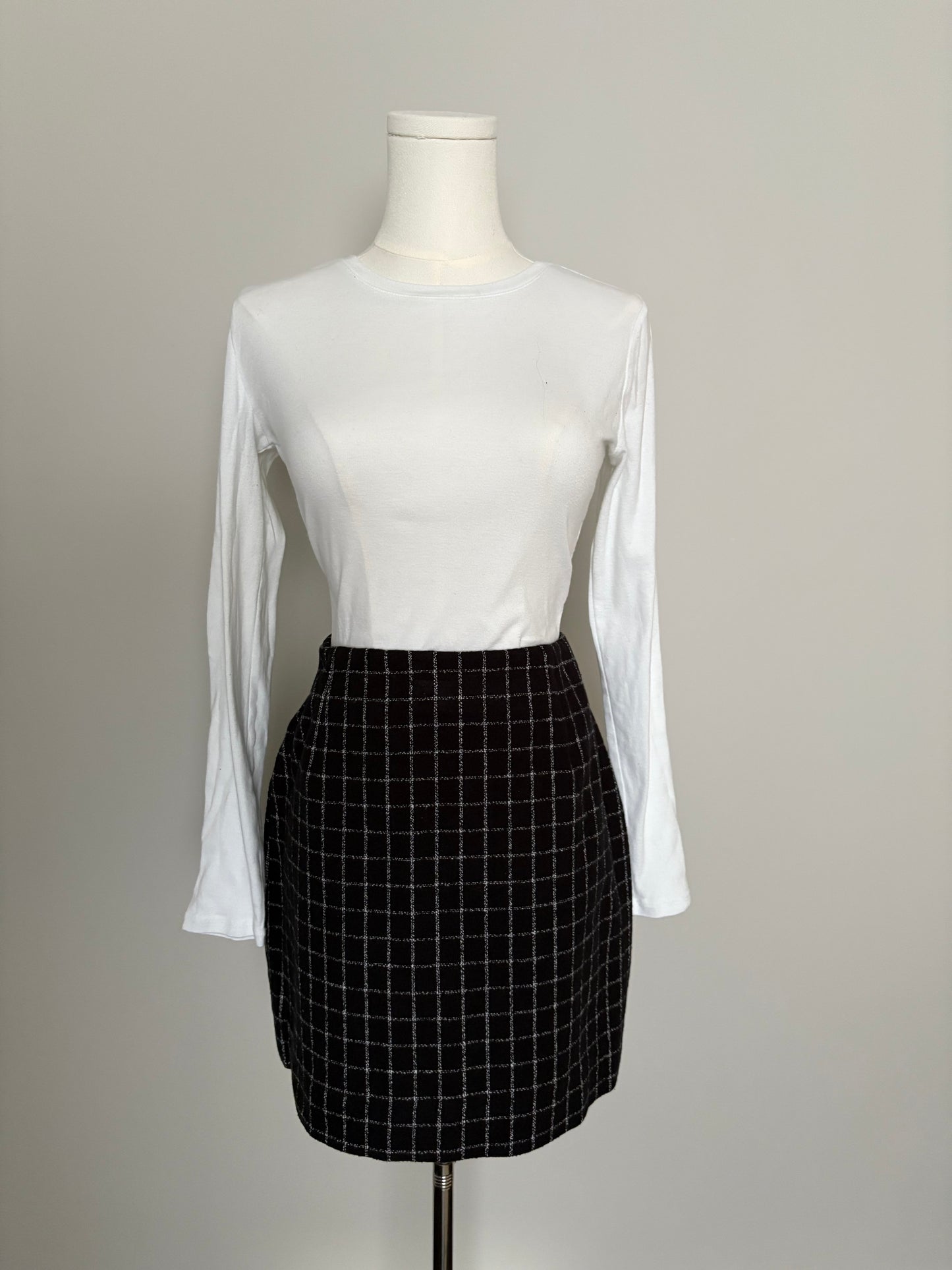 Windowpane Flannel Mini Skirt - Medium