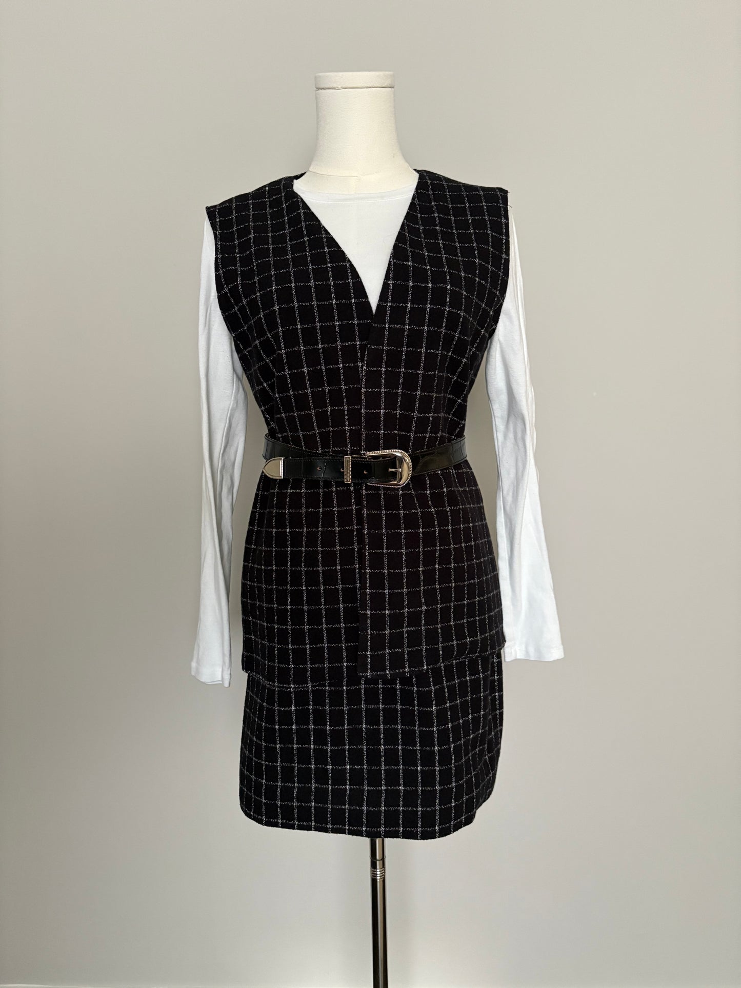 Windowpane Flannel Mini Skirt - Medium