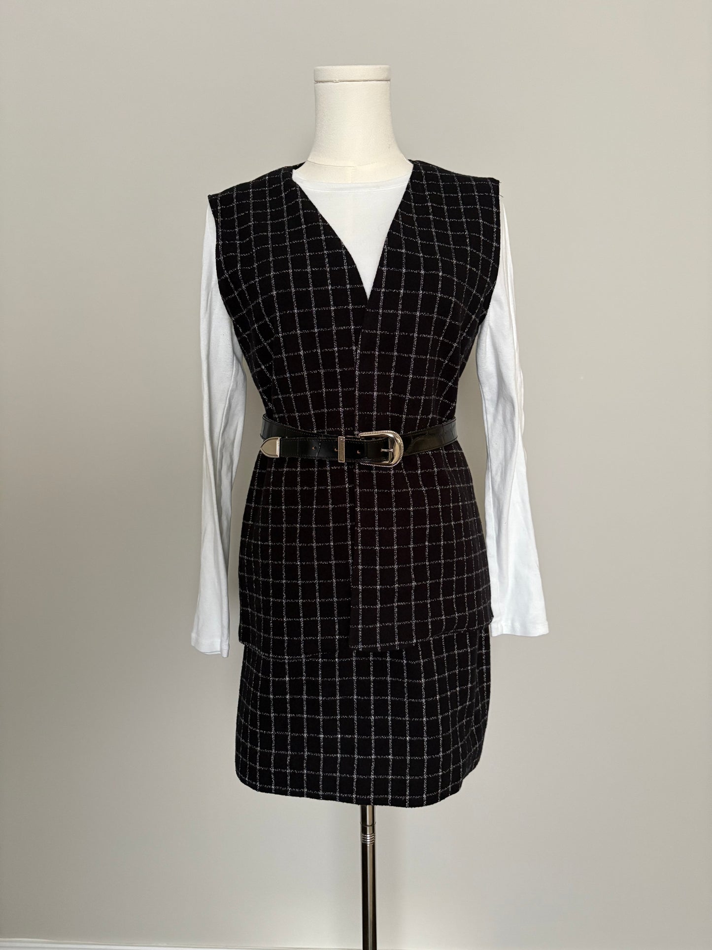 Windowpane Flannel Vest - Medium
