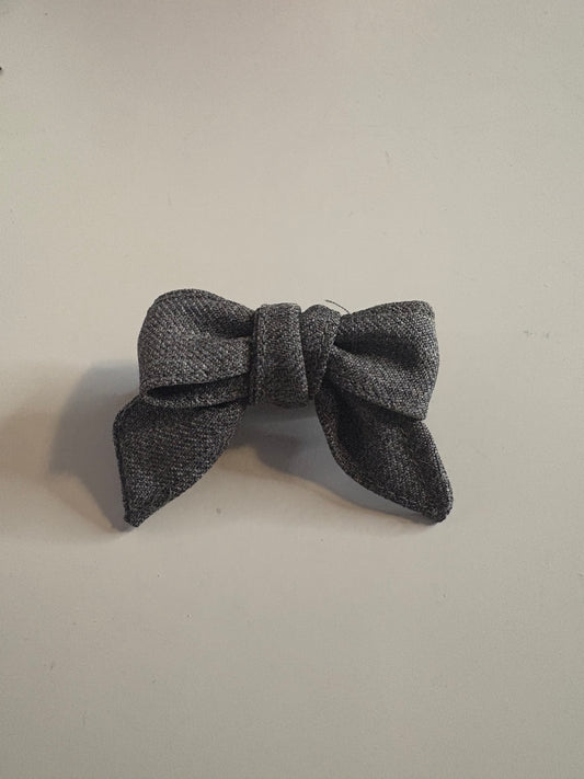 Grey Twill Suiting Fabric Bow - Style 1